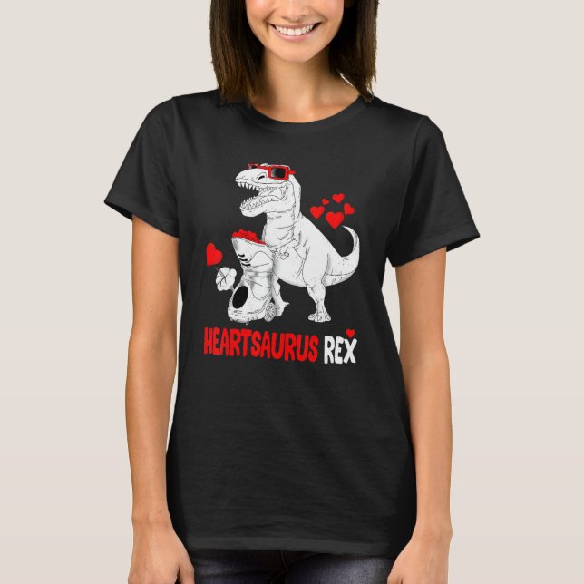 Camiseta Heartsaurus Rex Dino Shirt Hearts Valentines Days  (Frente)
