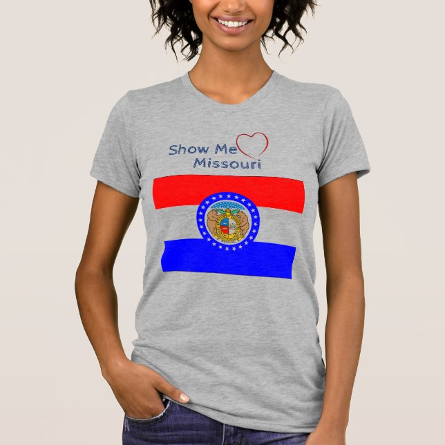 Camiseta Heather Cinza 'Show me' Love Missouri Patriotic (Frente)