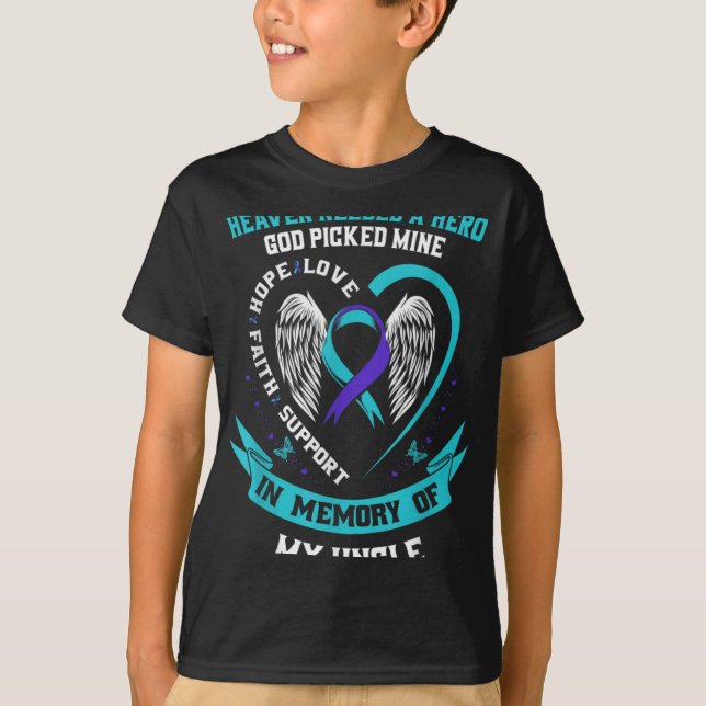 Camiseta Heaven Needed A Hero Veteran Uncle Suicide Awarene (Frente)