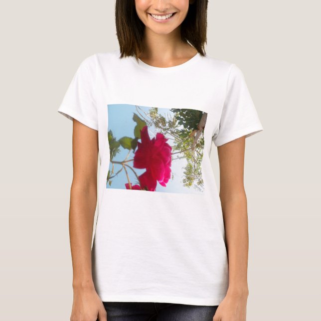 Camiseta Heavenly Bloom: Um Rosa Contra o Céu (Frente)