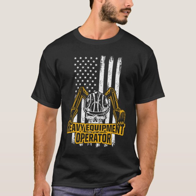 Camiseta Heavy Equipment Operator US Flag (Frente)