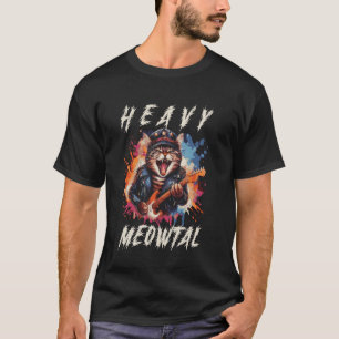 Camiseta Heavy Meowtal - Gato Engraçado & Heavy Metal