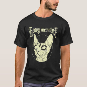 Camiseta Heavy Meowtal Sphynx Satanic Cat Goth And Death Me