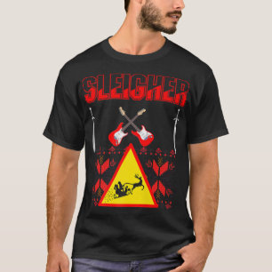 Camiseta Heavy Metal Christmas Sleigher Guitar Sword Music 