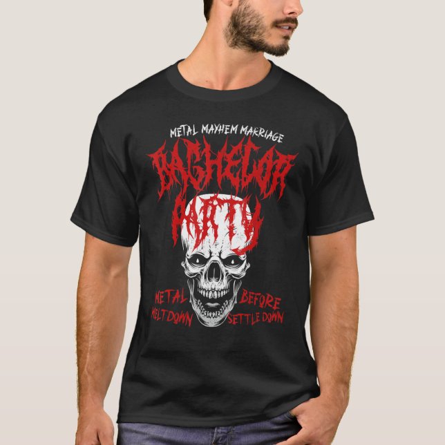 Camiseta Heavy Metal Music Bachelor Party Skull (Frente)