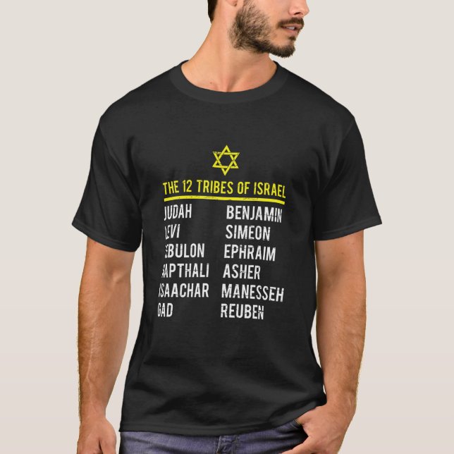 Camiseta Hebraico Israelita A 12 Tribos De Israel Yah (Frente)