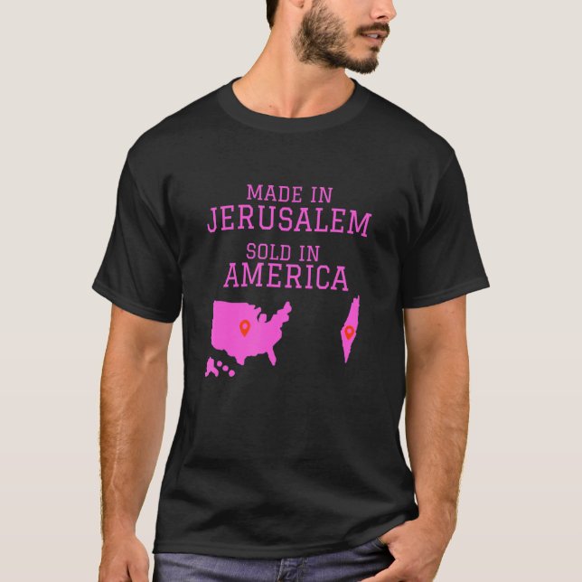Camiseta Hebraico Israelita Feito Em Jerusalém Vendido Nos  (Frente)