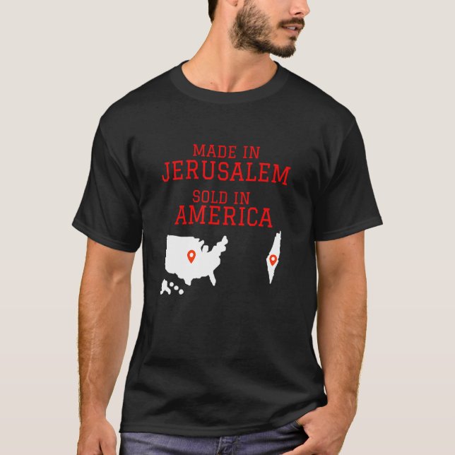 Camiseta Hebraico Israelita Feito Em Jerusalém Vendido Nos  (Frente)