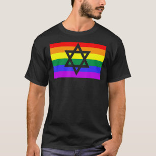 Camiseta Hebraico judeu Hanukkah Menorah LGBTQ Orgulho gay
