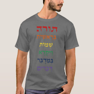 Camiseta Hebraico Torah Livros em Cores Arco-íris