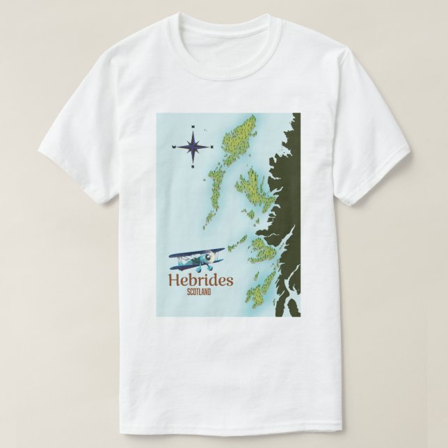 Camiseta Hebrides Scotland viagem. (Frente do Design)