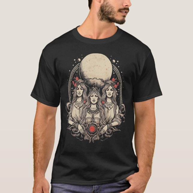 Camiseta Hecate, Aspecto das Três Deusas de Wicca (Frente)