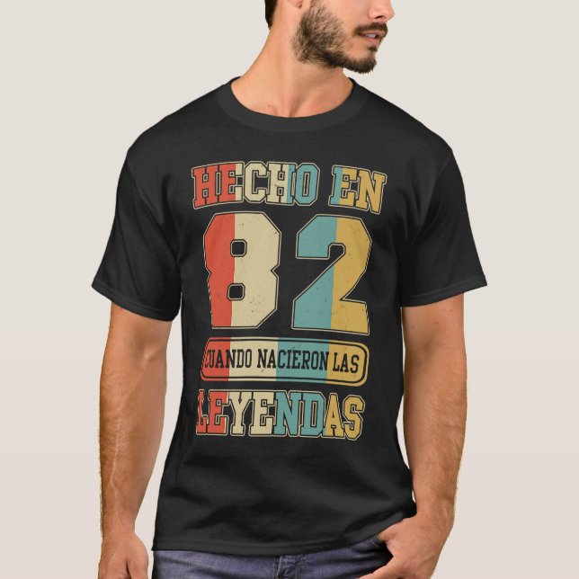 Camiseta Hecho En 1982 Espanhol Cumpleaños 41ruas Aniversár (Frente)