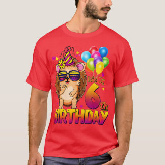 Camiseta Hedgehog 6th Birthday Shirt 6 Years Old Hedgehog B
