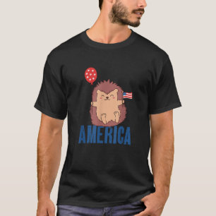 Camiseta Hedgehog America Flag 4° de julho Freedom