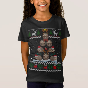 Camiseta Hedgehog Árvore de Natal Luz Engraçada Hedgehog Fe
