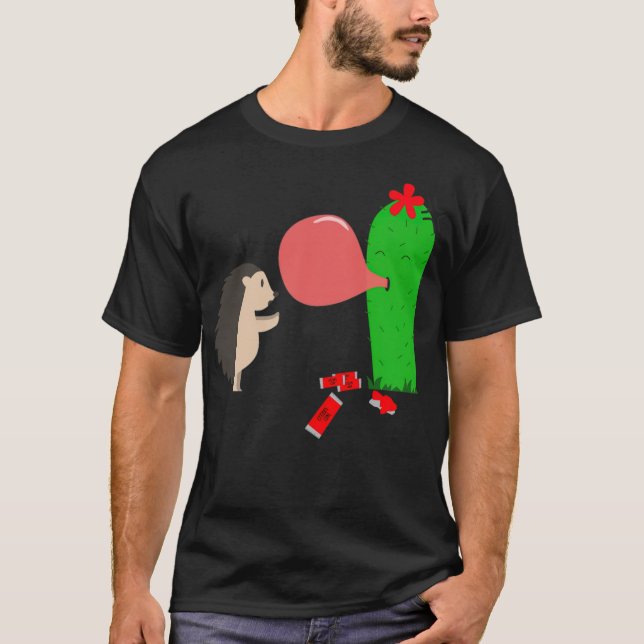 Camiseta Hedgehog cactus amigos picando crianças presentes  (Frente)