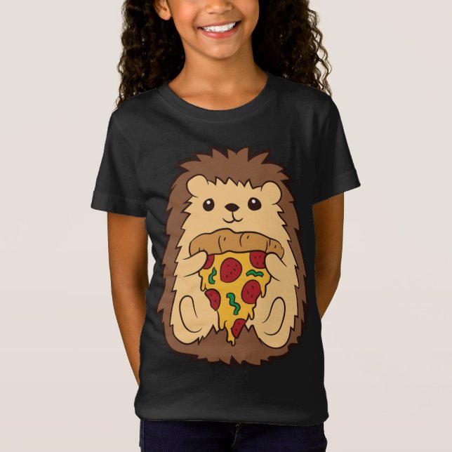 Camiseta Hedgehog Comendo Pizza Comida Rápida Pizza Hedgeho (Frente)