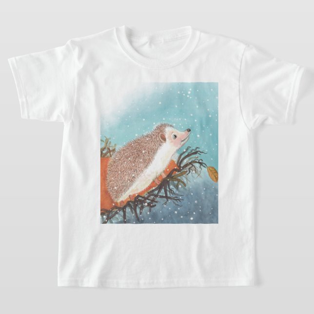 Camiseta Hedgehog e primeiros flocos de neve (Postura )