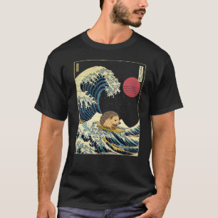 Camiseta Hedgehog Japonês Kanagawa Wave Surf Funny Animal
