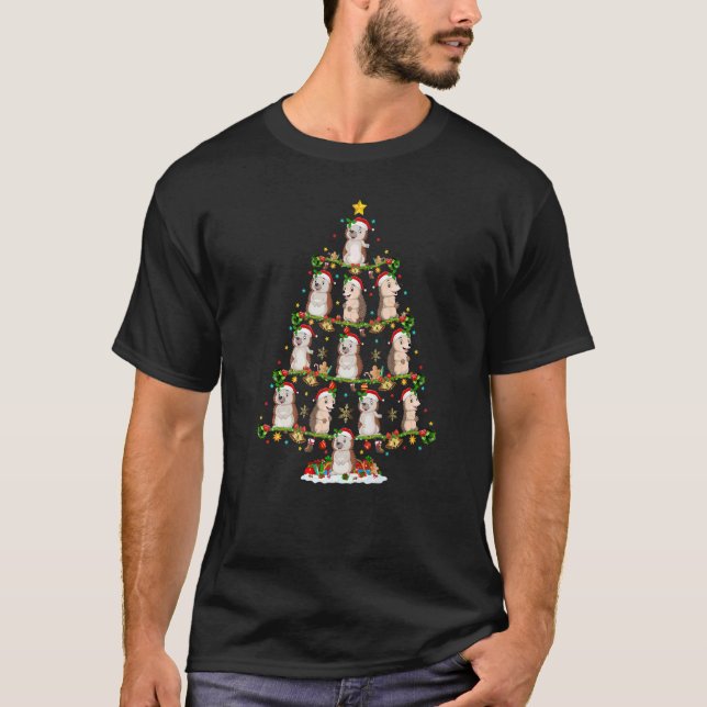 Camiseta Hedgehog Lights Xmas Papais noeis Hedgehog Natal T (Frente)