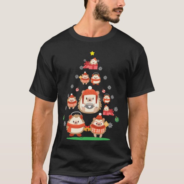 Camiseta Hedgehog Ornament Christmasree Funny Natal Sexta (Frente)