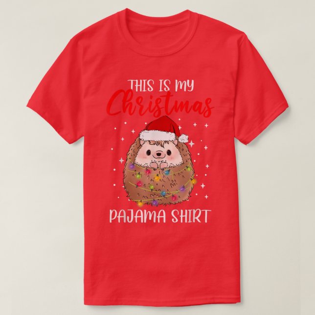 Camiseta Hedgehog Papai Noel Natal Este É O Meu Natal (Frente do Design)