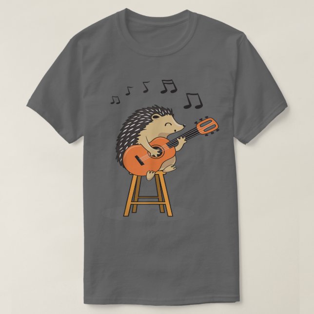 Camiseta Hedgehog Playing Acoustic Guitar Cute Player Hedge (Frente do Design)