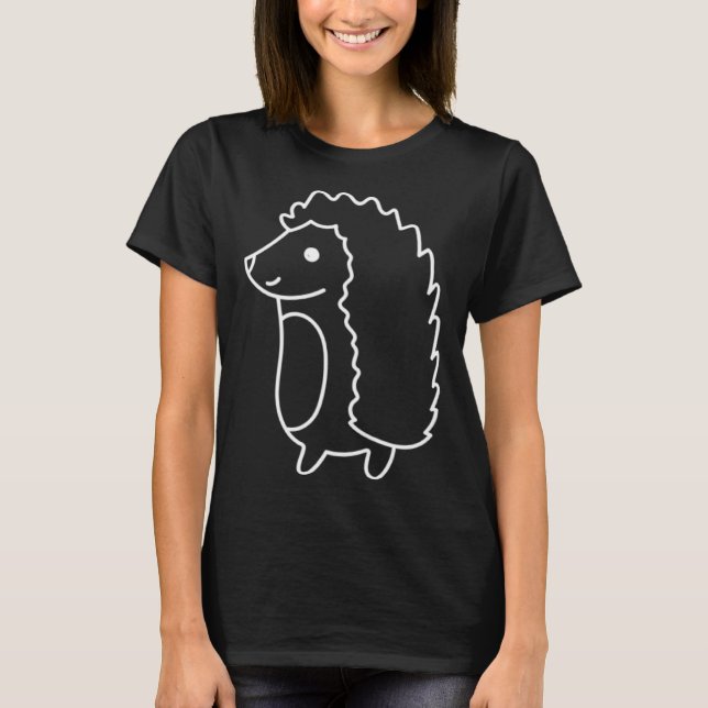 Camiseta Hedgehog Silhouette Cute Forest Animal Sketch (Frente)