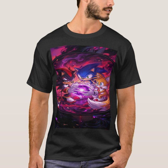 Camiseta Hedgehog Trio: Chaos Energy Awakening (Frente)