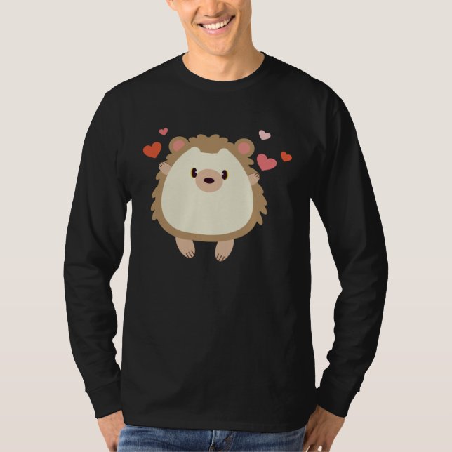 Camiseta Hedgehog Valentines Day Heart Animals (Frente)