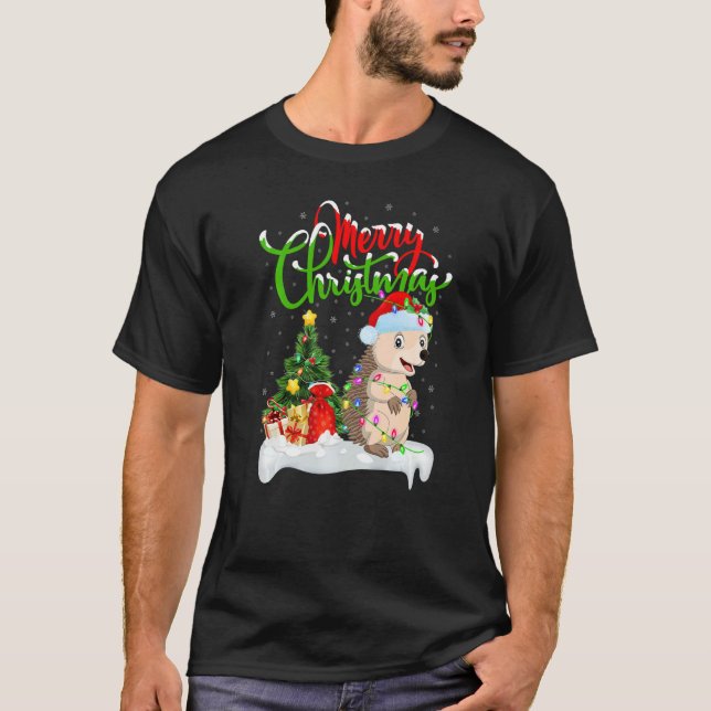 Camiseta Hedgehog  Xmas Decorations Santa Hedgehog Christma (Frente)