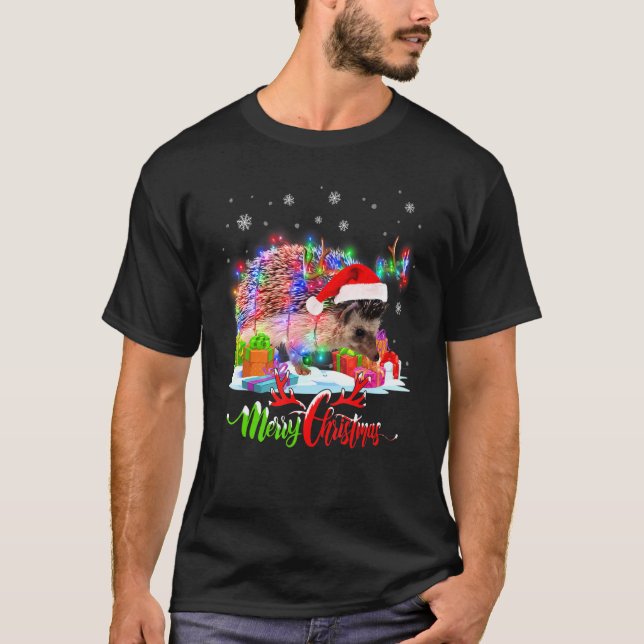 Camiseta Hedgehogs Animal Merry Christmas Party Family Matc (Frente)