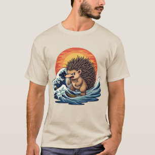 Camiseta Hedgehogzilla Wave - Vintage Art Hedgehog japonês