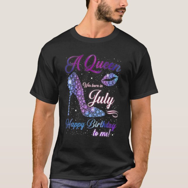 Camiseta Heel High Calçado Uma Rainha Foi Nascer Em Julho F (Frente)