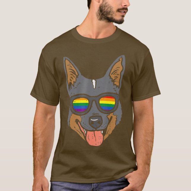 Camiseta Heeler Cattle Dog LGBTQ Orgulho gay do Arco-Íris (Frente)