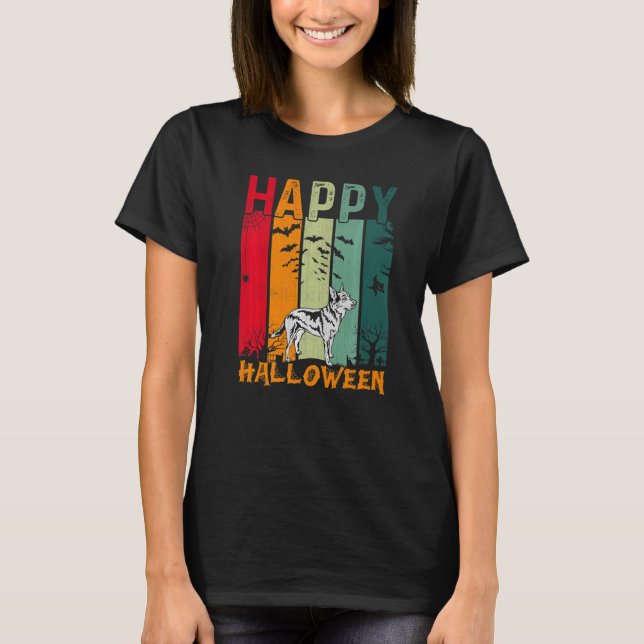 Camiseta Heeler Dog Girls Boys Retro Halloween Parte Janta (Frente)