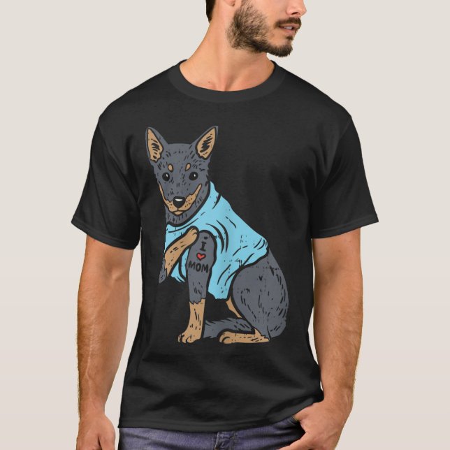 Camiseta Heeler, Eu Amo Mamãe Animal Pet Red Blue Cattle Co (Frente)