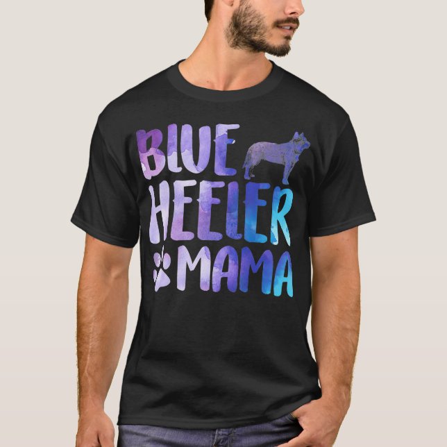 Camiseta Heeler Mama australiana Cattle Dog Mãe Pai Azul (Frente)
