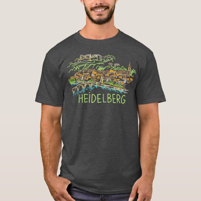 Camiseta Heidelberg Alemanha Oferta de Arte Extraída à Mão  (Frente)