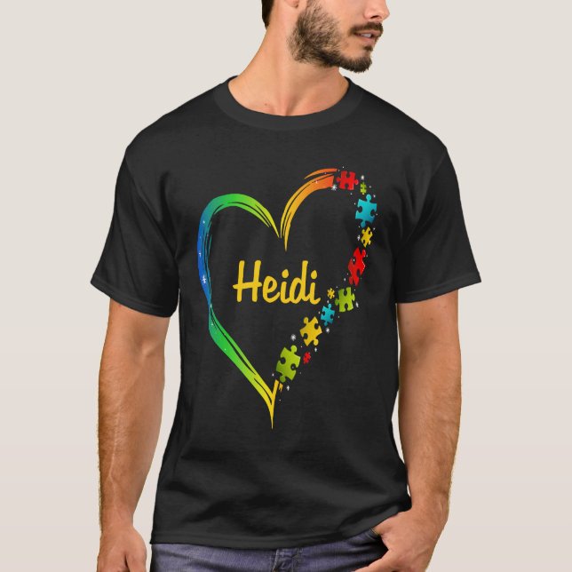 Camiseta Heidi autism awareness heart puzzle idea 2020 (Frente)