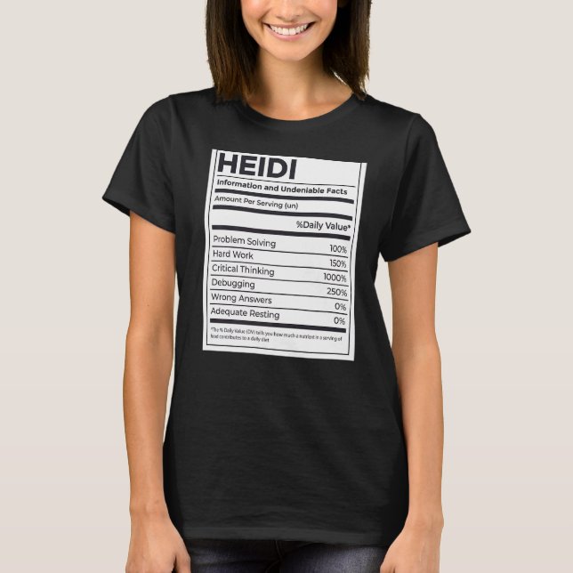 Camiseta Heidi Nutrition Information Problem Solving Duro W (Frente)