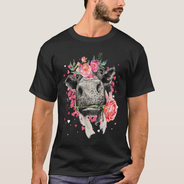 Camiseta Heifer Valentines Day Western Highland Cow  1 (Frente)