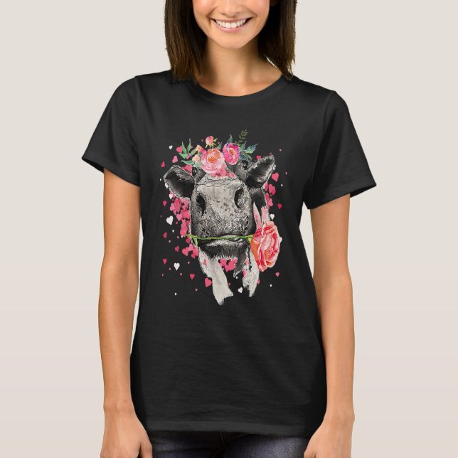Camiseta Heifer Valentines Day Western Highland Cow  1 (Frente)