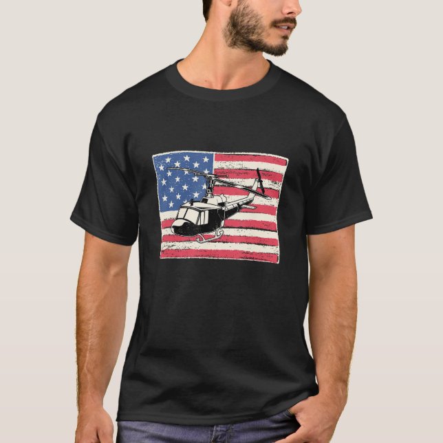 Camiseta Helicopter pilot for men gift american flag patrio (Frente)