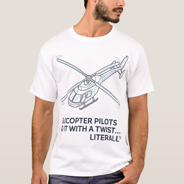 Camiseta Helicopter Rotor System Blueprint – Pilot Humor  (Frente)