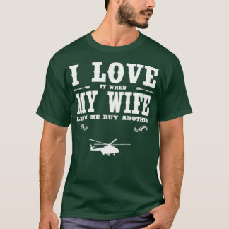 Camiseta Helicóptero Adoro Minha Esposa Encantada Helicópte