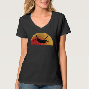 Camiseta Helicóptero Chinook CH 47 Pôr do Sol Pilotagem Avi