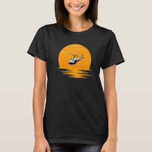 Camiseta Helicóptero Chopper Voando Ao Sunset Para Homens W