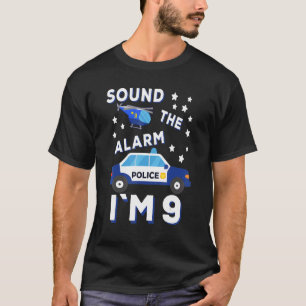 Camiseta Helicóptero da Polícia Soa o Alarme Sou 9 Garoto d